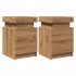 Mesitas noche con LED 2 uds madera roble artisian 35x39x55