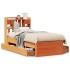 Cama con estantería sin colchón madera maciza marrón 100x200