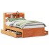 Cama con estantería sin colchón madera maciza marrón