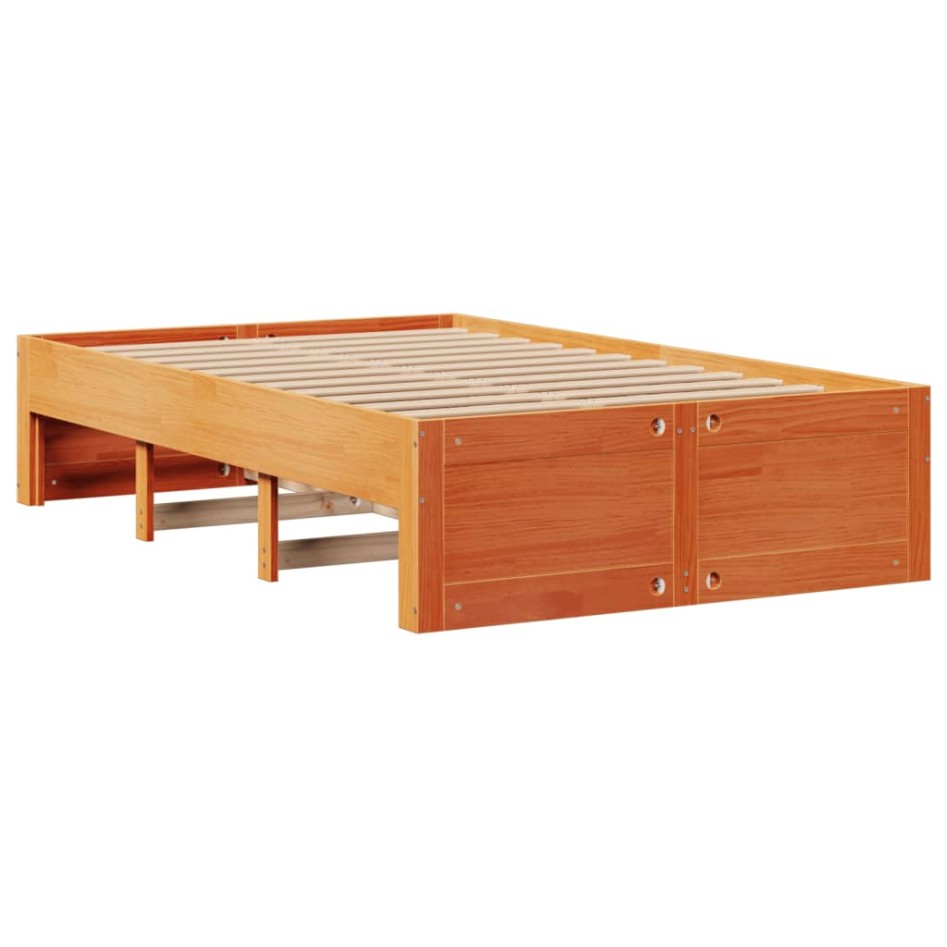 Cama con estantería sin colchón madera maciza marrón
