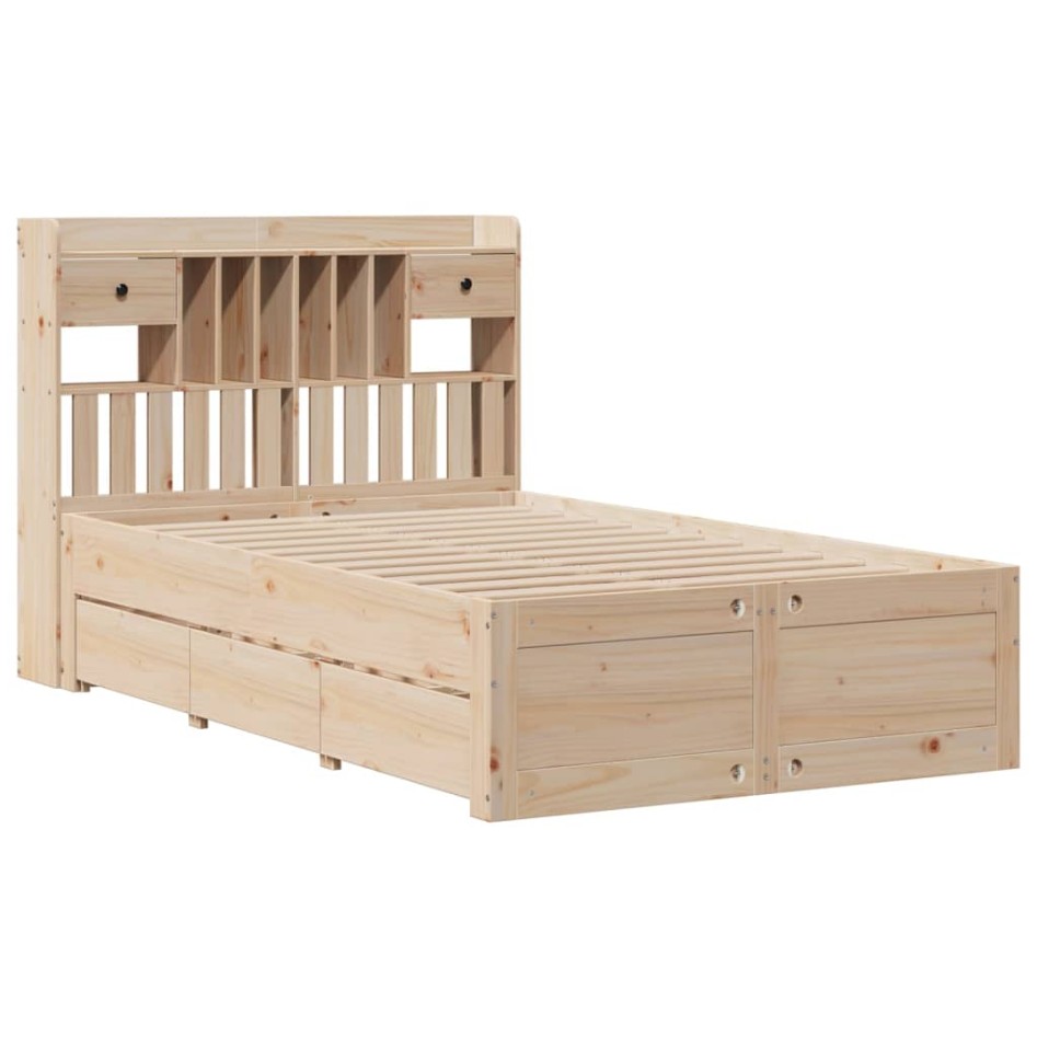 Cama con estantería sin colchón madera maciza de pino