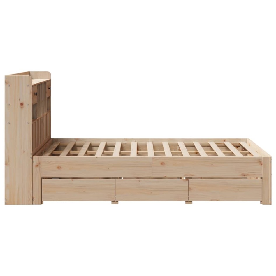 Cama con estantería sin colchón madera maciza de pino
