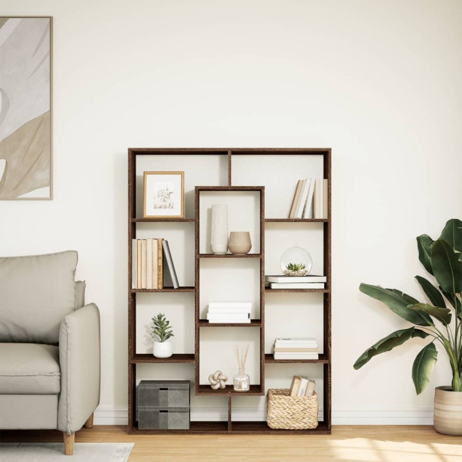 Estantería de madera de ingeniería marrón roble 102x29x143