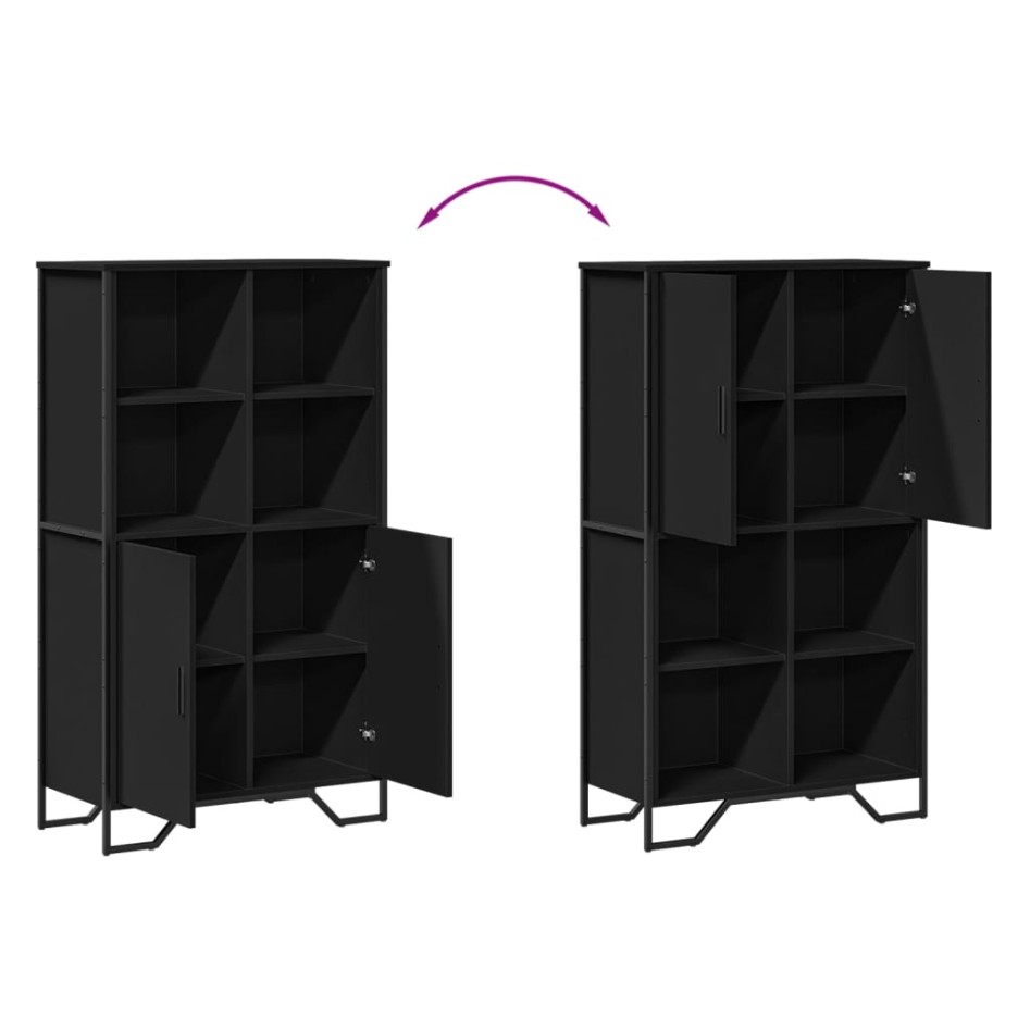 Aparador alto madera ingeniería negro 79,5x35,5x137,5