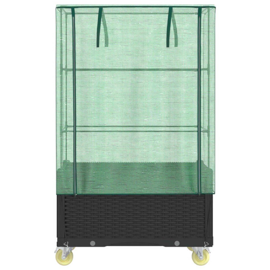 Arriate con cubierta invernadero aspecto ratán 80x50x182