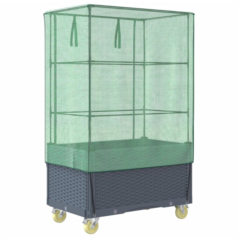 Arriate con cubierta invernadero aspecto ratán 80x50x182