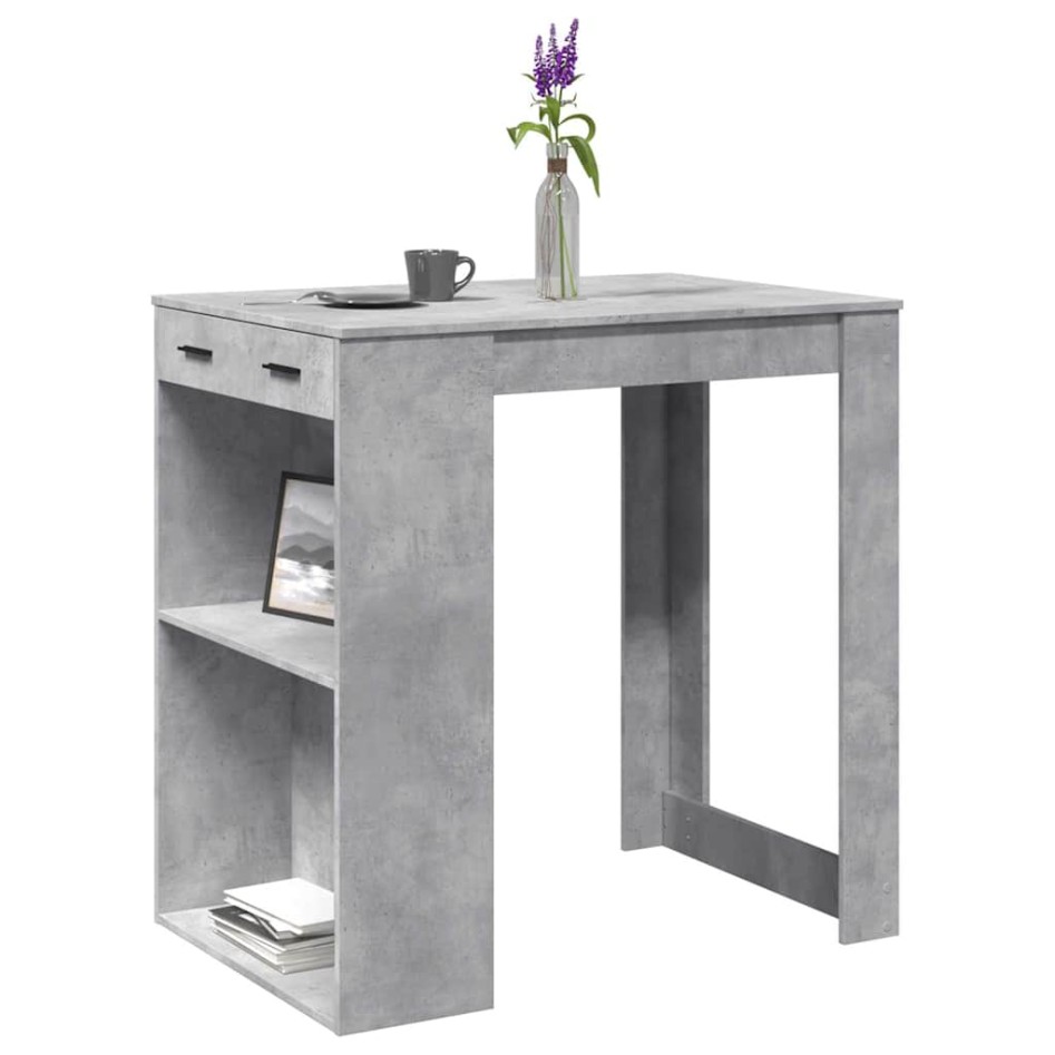 Mesa alta de bar madera ingeniería gris hormigón