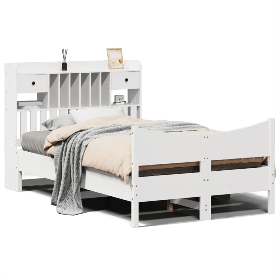 Estructura de cama sin colchón madera de pino blanco 135x190
