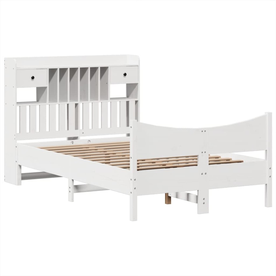 Estructura de cama sin colchón madera de pino blanco 135x190
