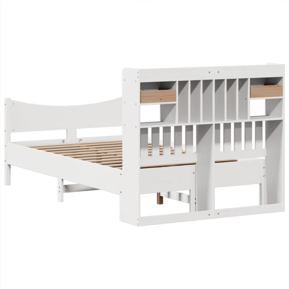 Estructura de cama sin colchón madera de pino blanco 135x190