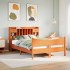 Cama sin colchón madera maciza de pino marrón cera 140x200