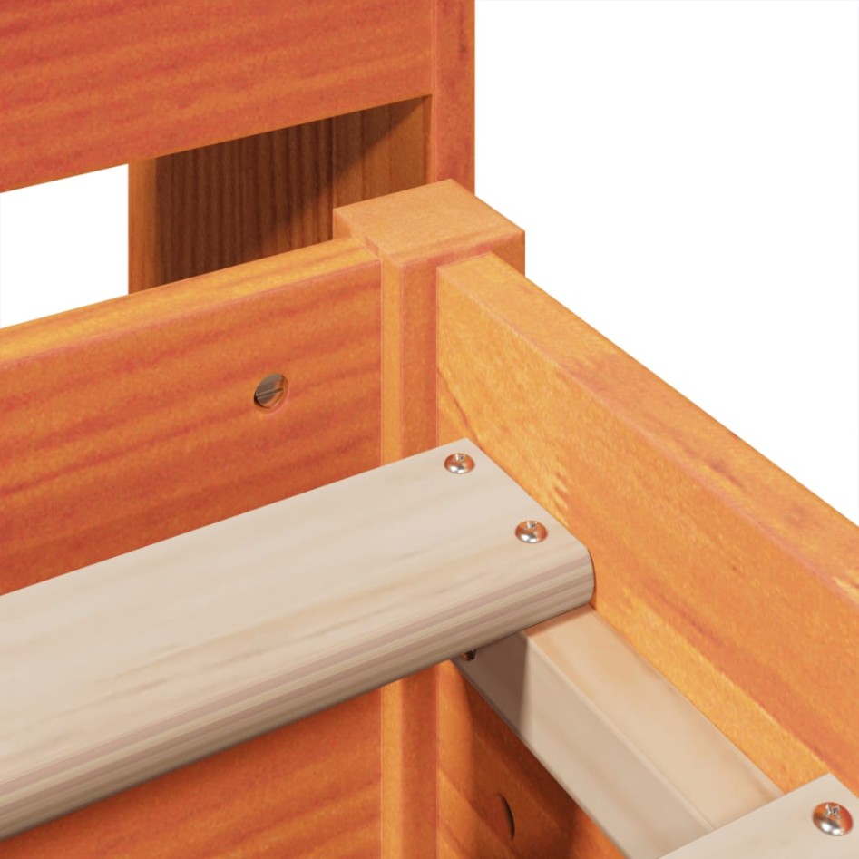 Cama sin colchón madera maciza de pino marrón cera 140x200
