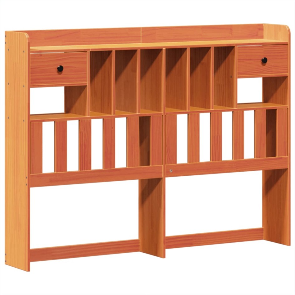 Cama sin colchón madera maciza de pino marrón cera 140x190