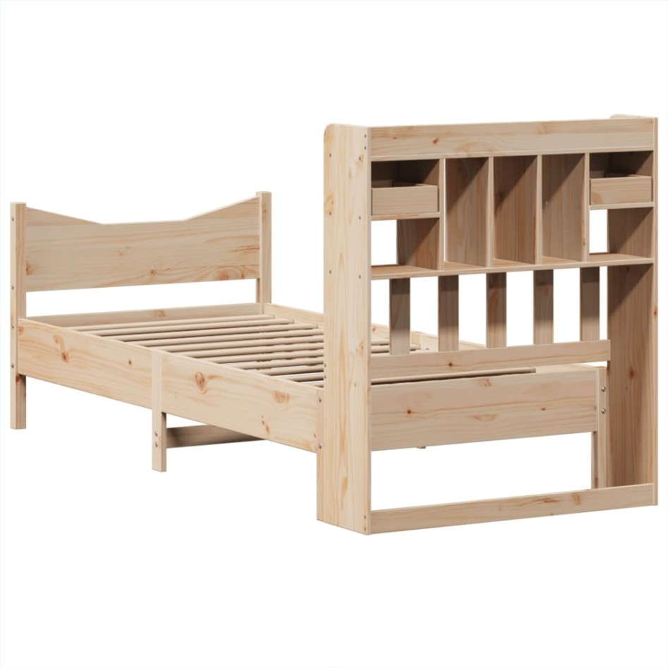 Estructura de cama sin colchón madera maciza pino 75x190