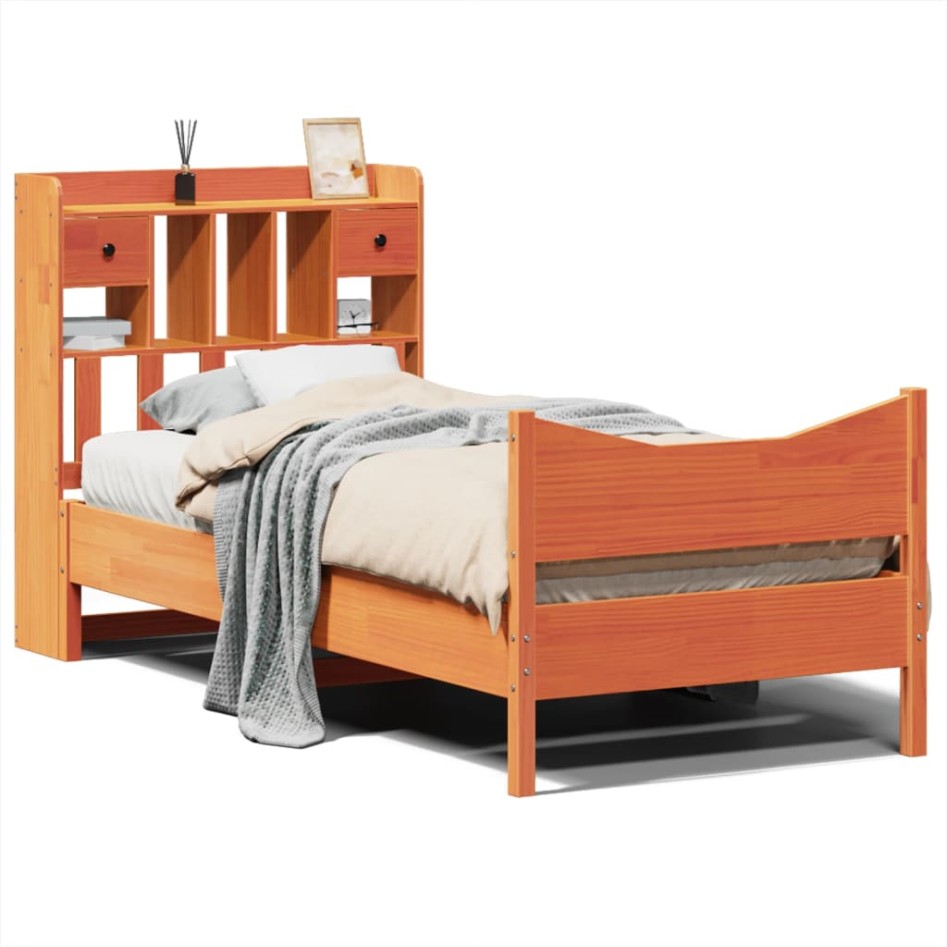 Estructura de cama sin colchón madera maciza marrón 75x190