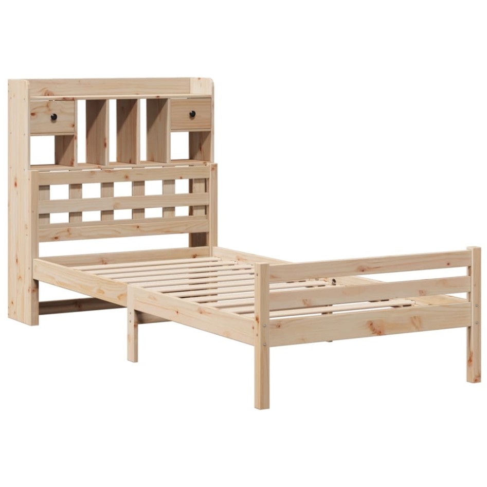 Cama con estantería sin colchón madera maciza de pino