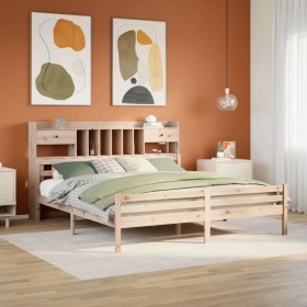 Cama con estantería sin colchón madera maciza de pino