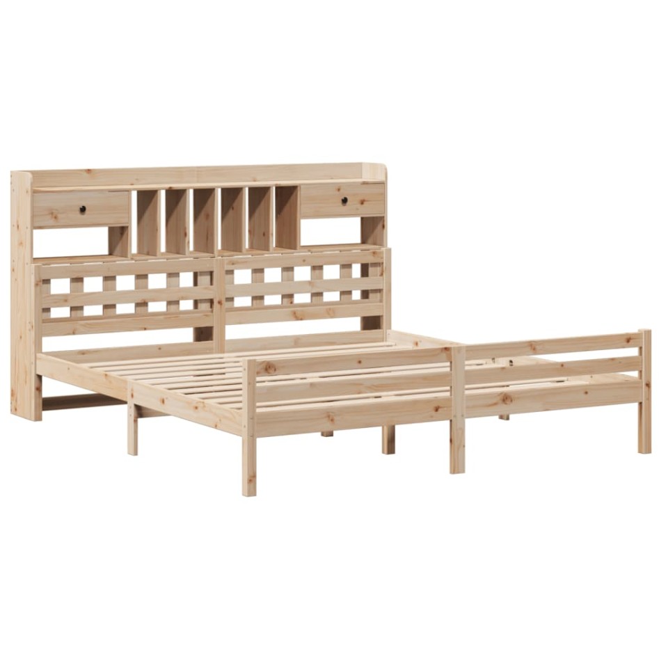 Cama con estantería sin colchón madera maciza de pino