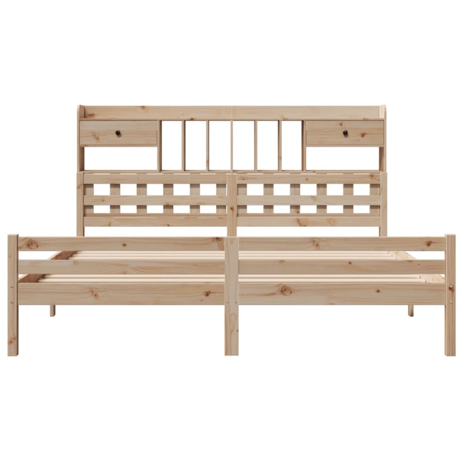 Cama con estantería sin colchón madera maciza de pino