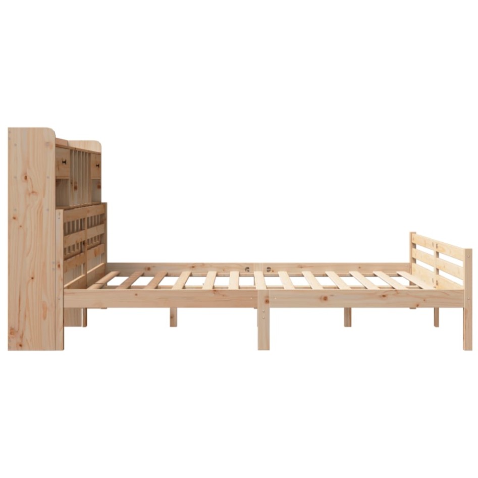 Cama con estantería sin colchón madera maciza de pino