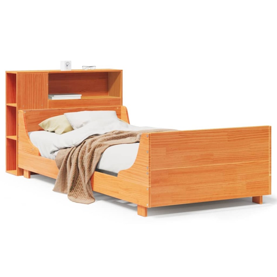 Estructura de cama sin colchón madera maciza marrón 75x190