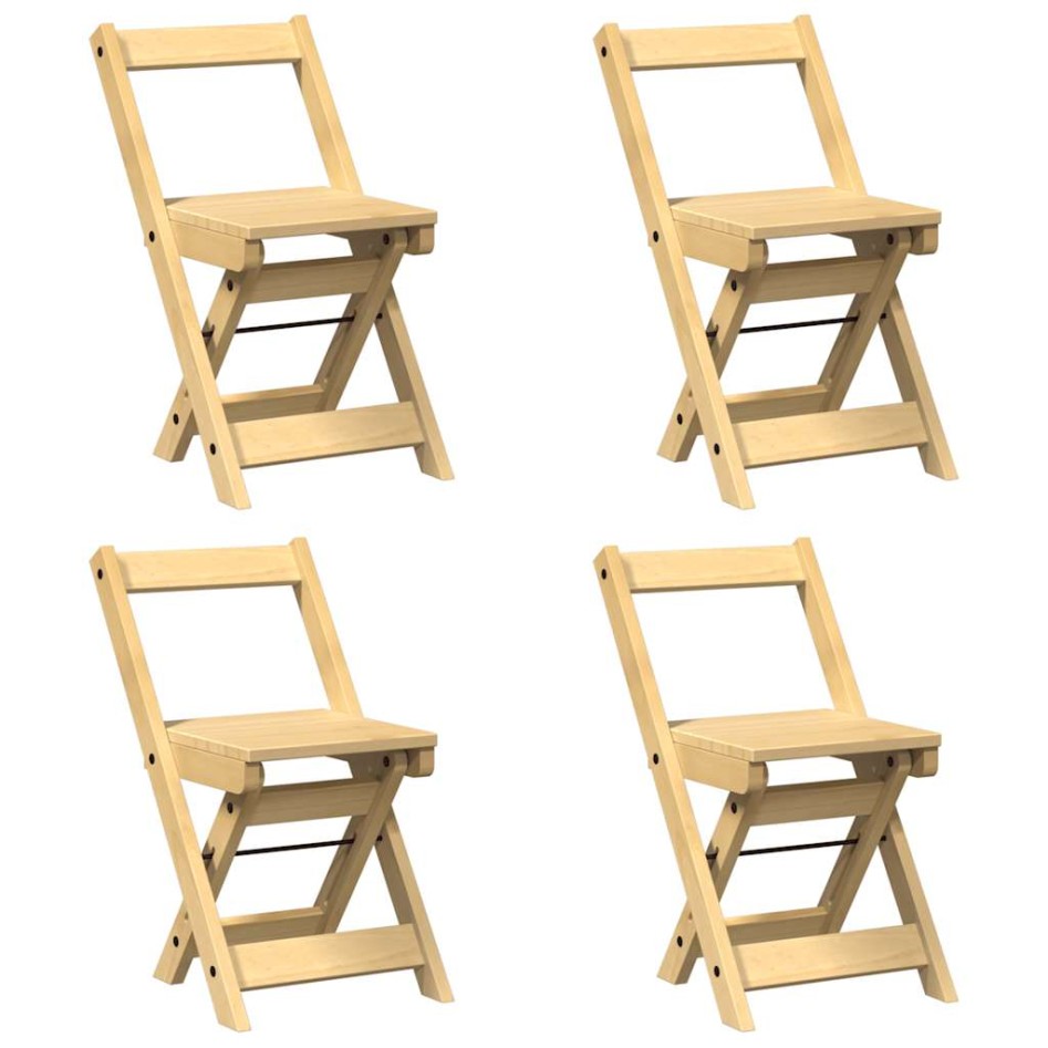 Sillas comedor plegables 4 uds Corona madera pino marrón