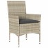 Set comedor jardín 3 pzas y cojines ratán PE vidrio gris