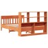Cama sin colchón madera maciza de pino marrón cera 140x200
