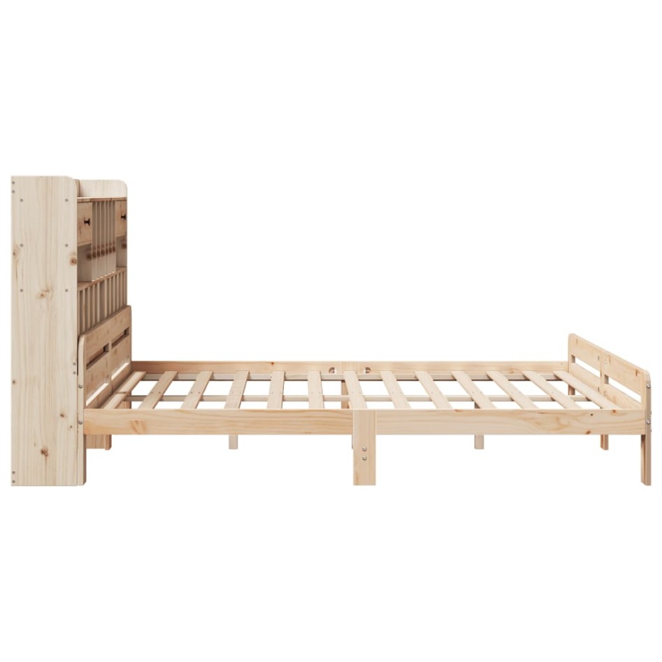 Cama con estantería sin colchón madera maciza de pino