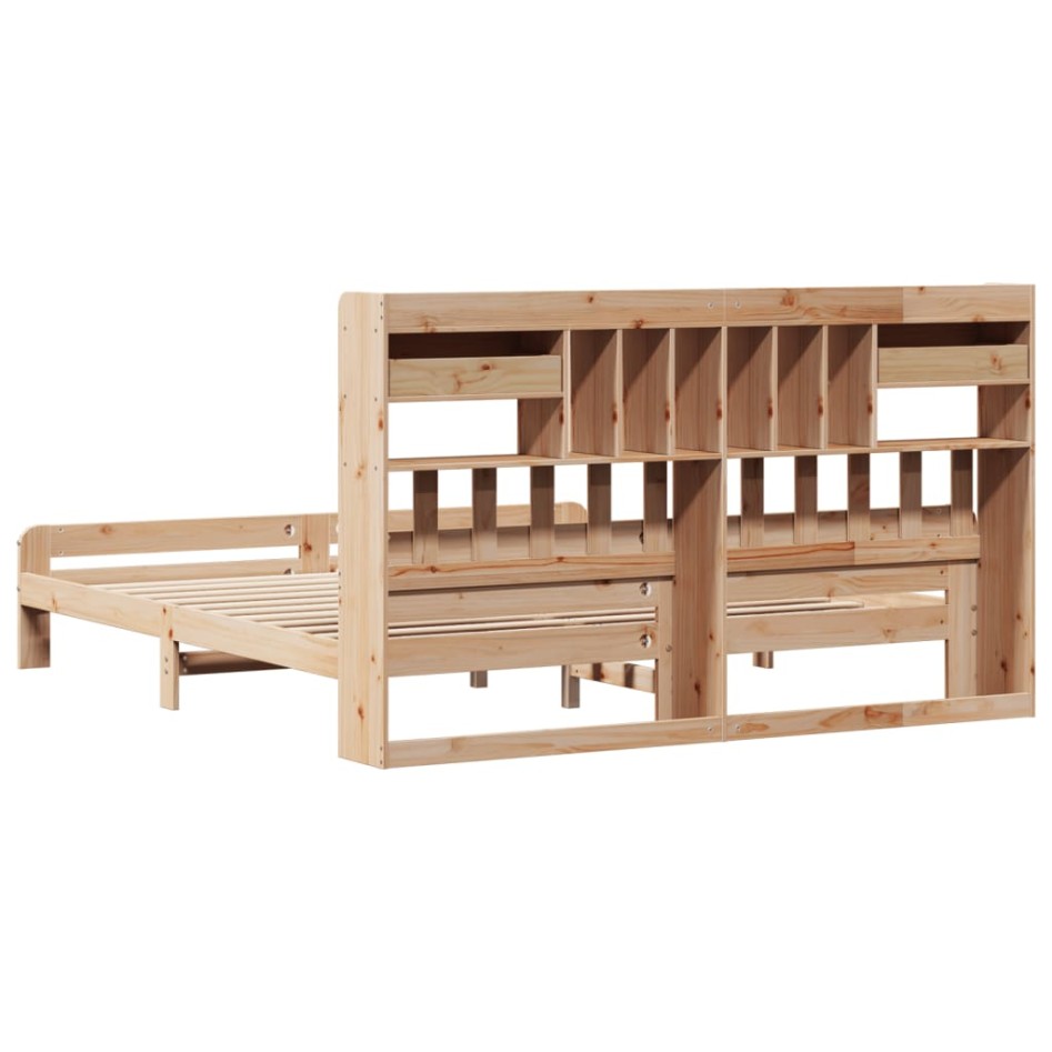 Cama con estantería sin colchón madera maciza de pino