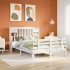 Cama con estantería sin colchón madera maciza blanca 140x200
