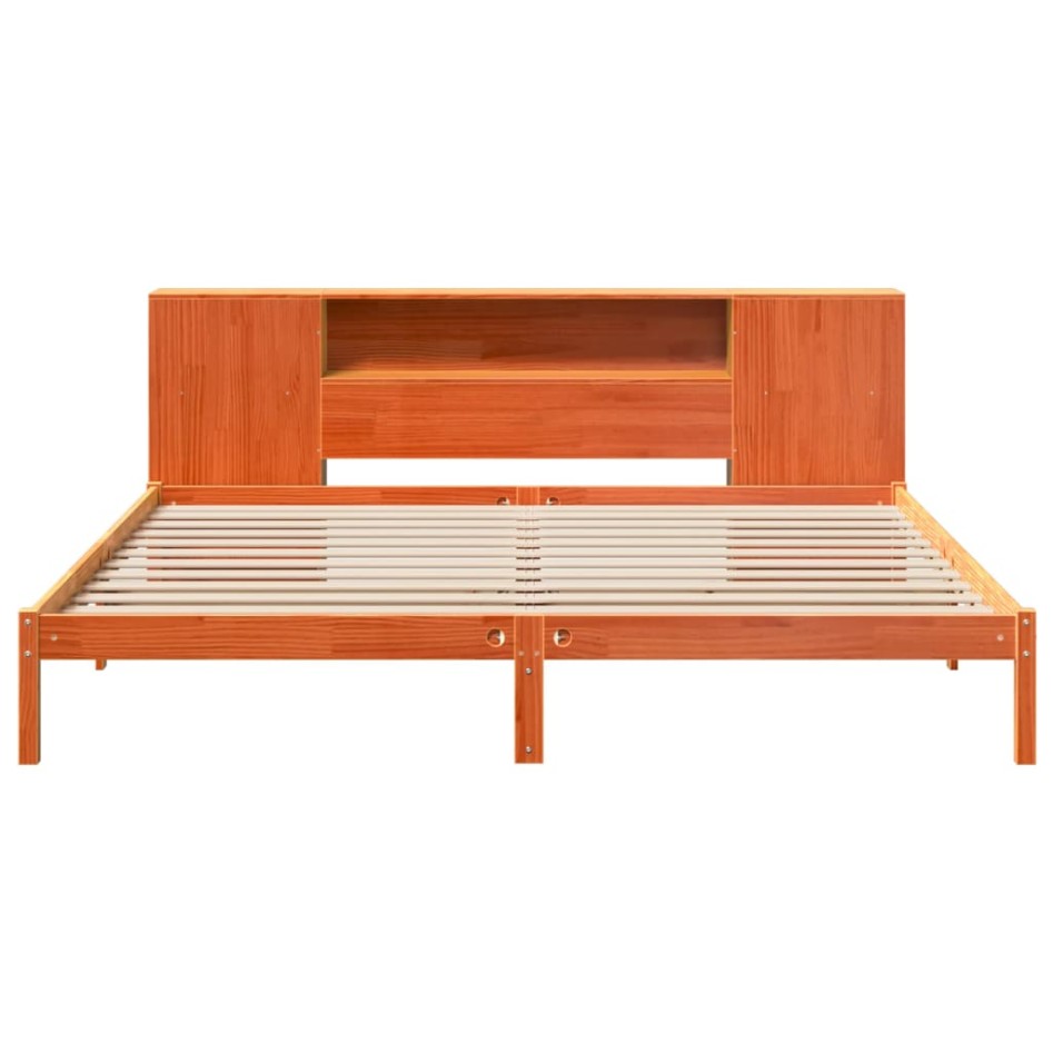 Cama con estantería sin colchón madera maciza marrón
