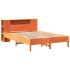 Cama con estantería sin colchón madera maciza marrón 150x200