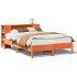 Cama con estantería sin colchón madera maciza marrón 140x190