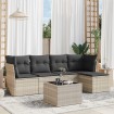 Set de sofás de jardín 6 pzas y cojines ratán sintético gris
