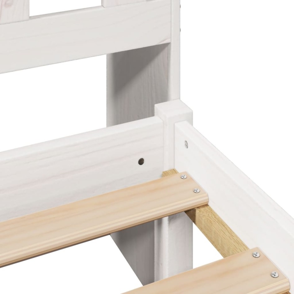 Cama con estantería sin colchón madera maciza blanca 100x200