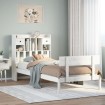 Cama con estantería sin colchón madera maciza blanca 100x200 cm