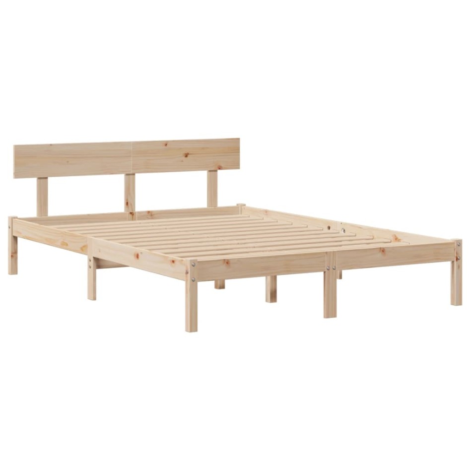 Cama con estantería sin colchón madera maciza de pino