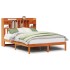 Cama con estantería sin colchón madera maciza marrón 150x200