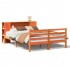 Cama con estantería sin colchón madera maciza marrón
