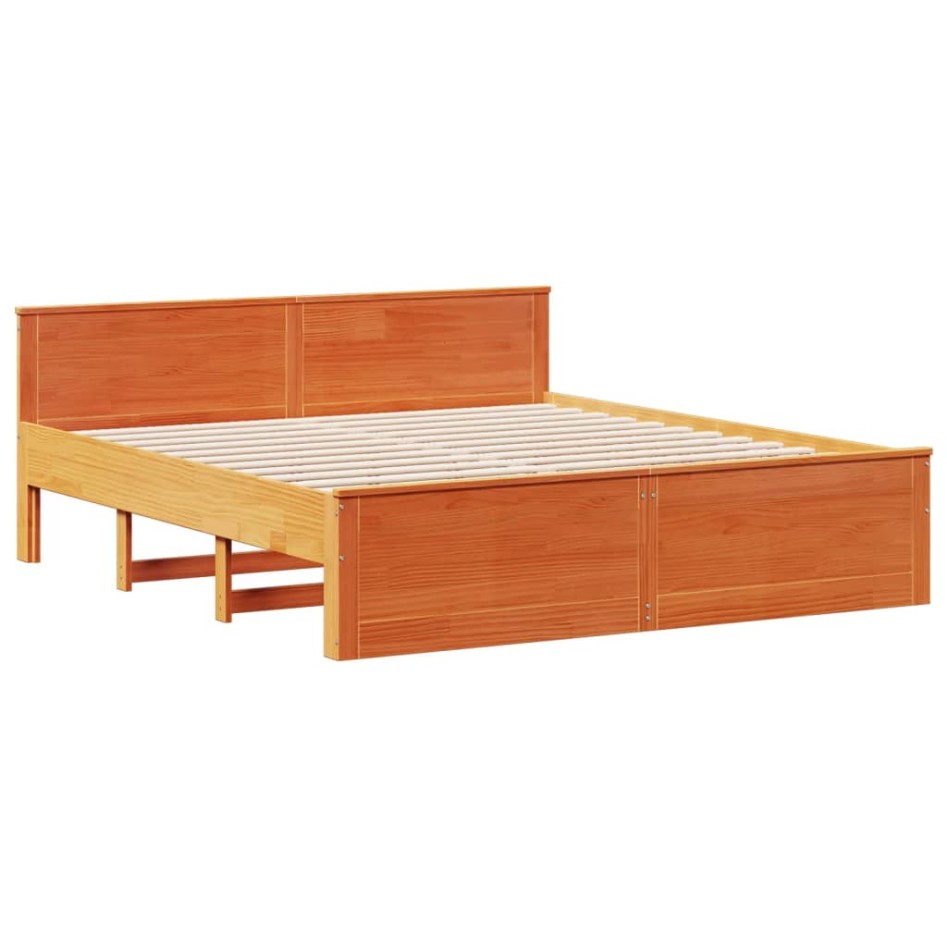 Cama con estantería sin colchón madera maciza marrón