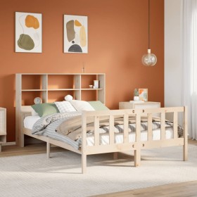 Cama con estantería sin colchón madera maciza de pino