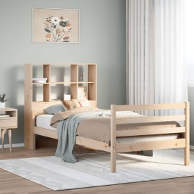 Cama con estantería sin colchón madera maciza de pino