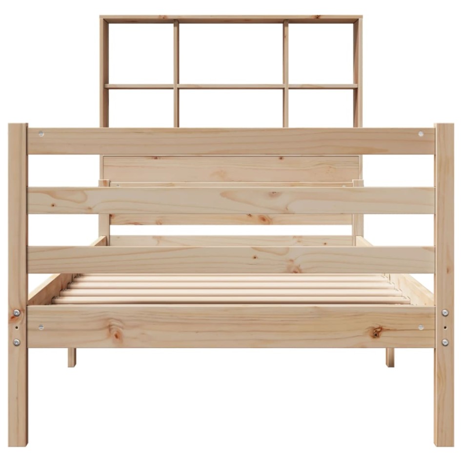 Cama con estantería sin colchón madera maciza de pino