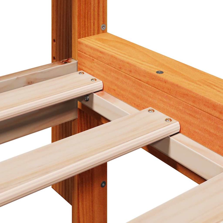 Sofá con estantería sin colchón madera maciza marrón 90x200