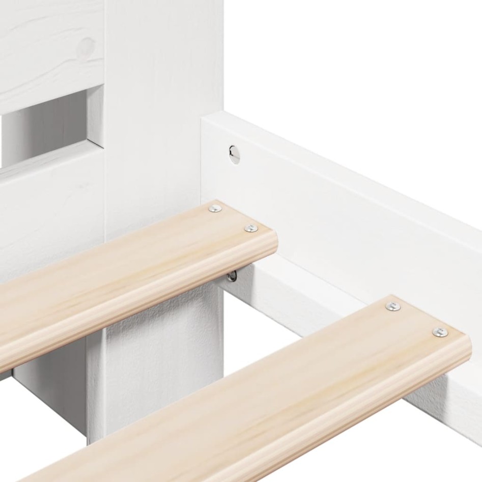 Cama con estantería sin colchón madera maciza blanca 135x190