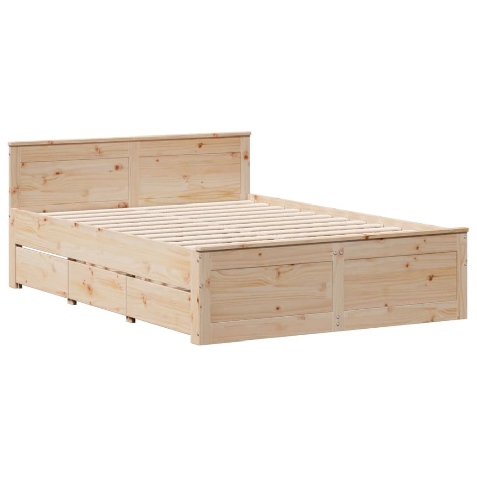 Cama con estantería sin colchón madera maciza de pino