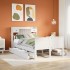 Cama con estantería sin colchón madera maciza blanca 135x190