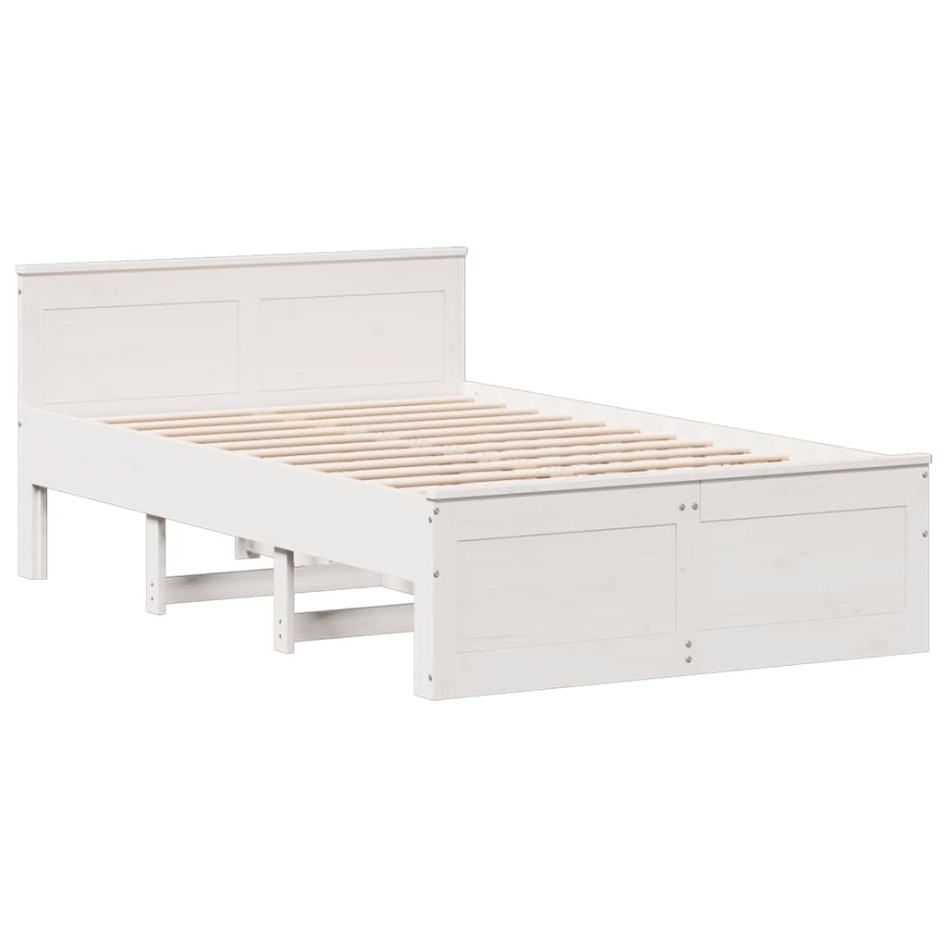 Cama con estantería sin colchón madera maciza blanca 135x190
