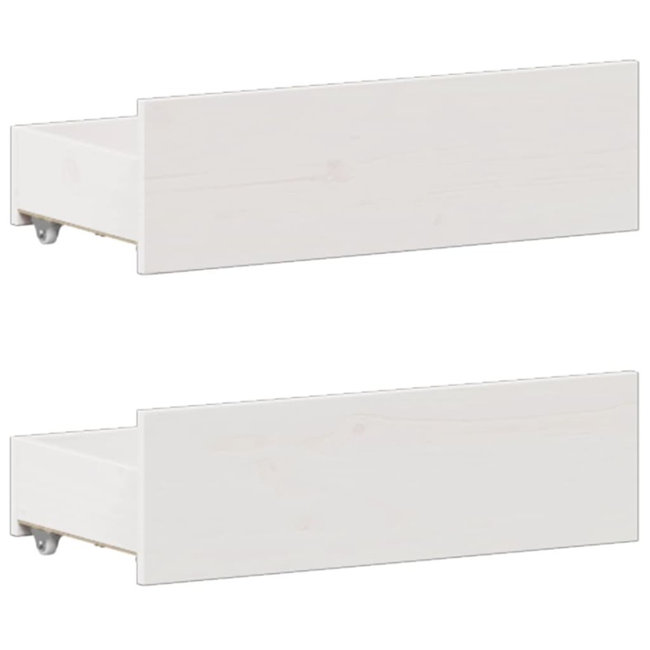 Cama con estantería sin colchón madera maciza blanca 135x190